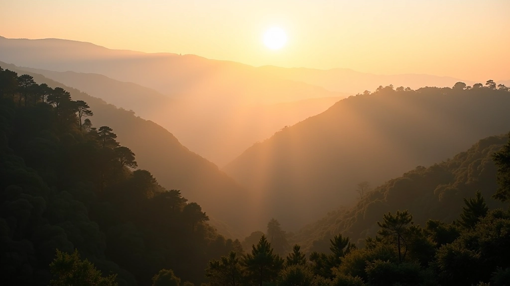 Paisagem montanhosa de Sintra em hora dourada